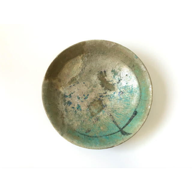 骨董　古代　波斯　ペルシャ　イスラム古陶磁　青釉線文平鉢　皿 | フリマアプリ ラクマ
