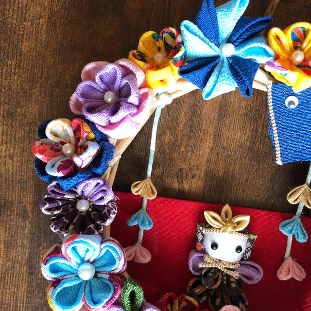 ハンドメイド♡ 端午の節句　つまみ細工のフラワーリース　兜　飾り　初節句　お祝い