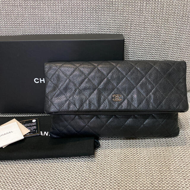 高価値】 激かわ - CHANEL 新品同様 ブラック キャビアスキン クラッチ