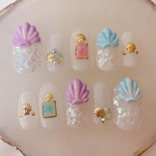 左radynail 現品限り　貝殻　シェル　  3D ネイルチップ　夏ネイル