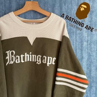 アベイシングエイプ(A BATHING APE)の希少　APE SHALL NEVER KILL APE カーキ　トレーナー(スウェット)