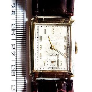 OMEGAオメガ腕時計14金張り手巻きスイス製2針スモセコ角形レクタンギュラー