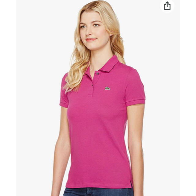 LACOSTE(ラコステ)のLACOSTE ポロシャツ　レディース　ゴルフ　ロゴT ピンク　L M 古着　春 レディースのトップス(ポロシャツ)の商品写真