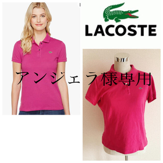 ラコステ(LACOSTE)のLACOSTE ポロシャツ　レディース　ゴルフ　ロゴT ピンク　L M 古着　春(ポロシャツ)