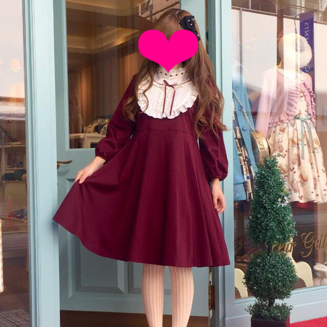 ルルゲッタ　Antique Dollワンピース  ワインひざ丈ワンピース