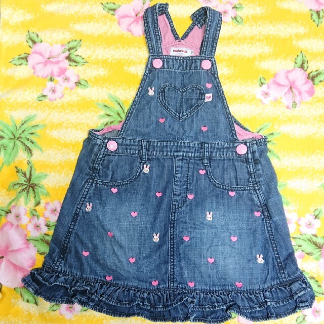 mikihouse(ミキハウス)のミキハウス♥刺繍♥デニムJSK♥120cm キッズ/ベビー/マタニティのキッズ服女の子用(90cm~)(ワンピース)の商品写真