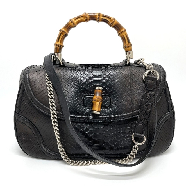 グッチ GUCCI フリンジ 240241 パイソン バンブー 2WAY ショルダー