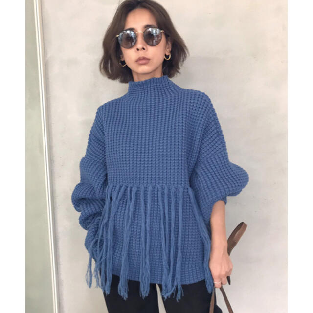 【 AMERI 】FRINGE HALFWAY KNIT ニット