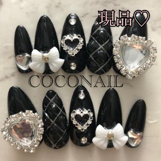 現品♡量産型ネイルチップ 地雷系 キルティング ♡ リボンネイル