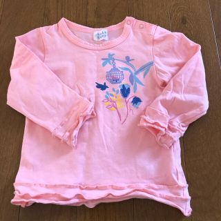 ハッカベビー(hakka baby)のカットソー　ロングTシャツピンク　80 70(シャツ/カットソー)