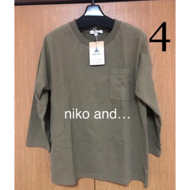 niko and...(ニコアンド)のnico and... ポケット付きUSA COTTON Tシャツ　カーキ レディースのトップス(Tシャツ(長袖/七分))の商品写真