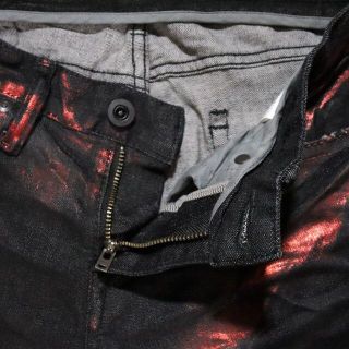 名作 シヴァーライズ 17SS 箔加工スキニーデニムパンツ サイズ42