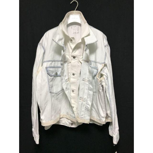 sacai(サカイ)のSACAI 20SS レイヤードデニムジャケット 白 3 メンズのジャケット/アウター(Gジャン/デニムジャケット)の商品写真