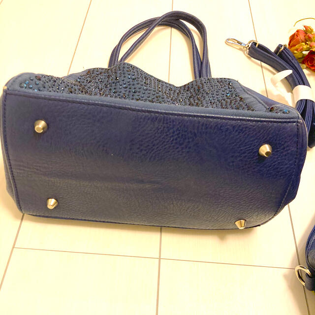 Ron Herman(ロンハーマン)の自由が丘　ブルーコレクション　トートバッグ　紺　ネイビー　母の日　ビジュー　 レディースのバッグ(トートバッグ)の商品写真