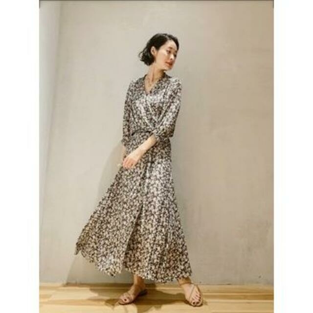 plage olive wrap ドレス グレー 新品 - ロングワンピース/マキシ