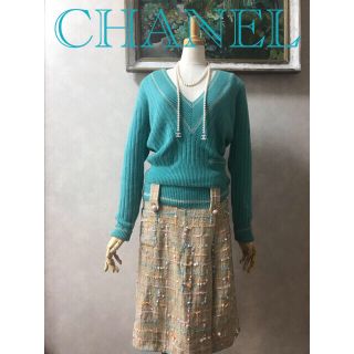 シャネル(CHANEL)のCHANEL  ♡ シャネル　セットアップ　カシミア トップス&ツイードスカート(ノーカラージャケット)