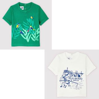 プチバトー(PETIT BATEAU)の peko様専用　プチバトー　36m プリント半袖Ｔシャツ  グリーン(Tシャツ/カットソー)