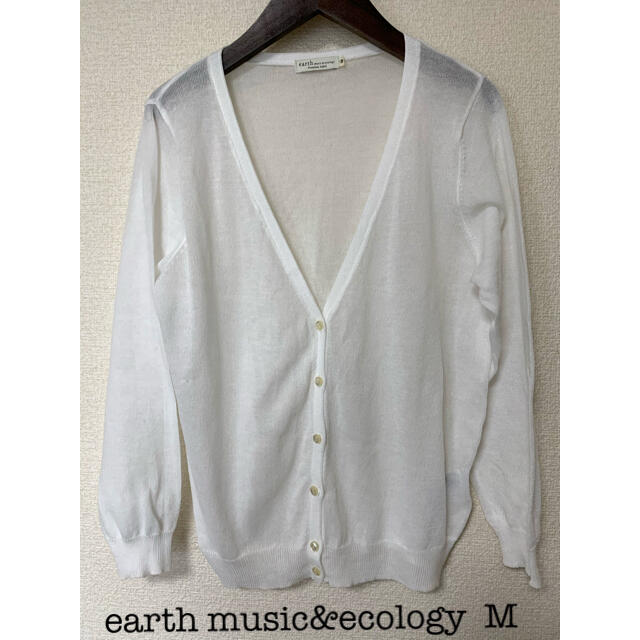 earth music & ecology(アースミュージックアンドエコロジー)のearth アース レディース M 薄手 カーディガン ホワイト 春夏  レディースのトップス(カーディガン)の商品写真