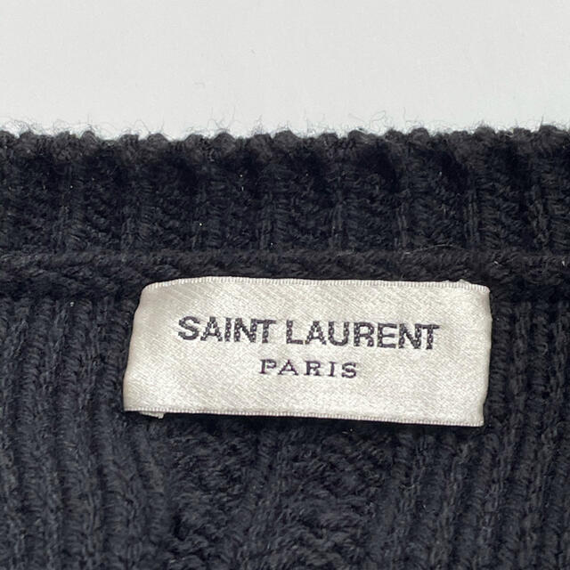 Saint Laurent(サンローラン)の【ラモーンズ様専用】サンローラン　ダメージ加工　ニット　ブラック　M メンズのトップス(ニット/セーター)の商品写真