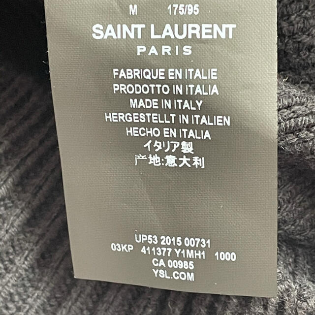 Saint Laurent(サンローラン)の【ラモーンズ様専用】サンローラン　ダメージ加工　ニット　ブラック　M メンズのトップス(ニット/セーター)の商品写真