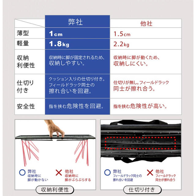 フィールドラック　収納ケース付き　ブラック　2個　新品未使用　キャンピングムーン スポーツ/アウトドアのアウトドア(テーブル/チェア)の商品写真