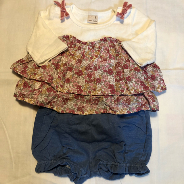 プティマインロンパース70 &チュールパンツ 2点 キッズ/ベビー/マタニティのキッズ服女の子用(90cm~)(パンツ/スパッツ)の商品写真