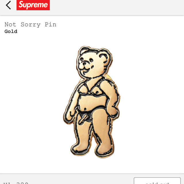 Supreme(シュプリーム)の【新品未使用】supreme not sorry pin  メンズのファッション小物(その他)の商品写真