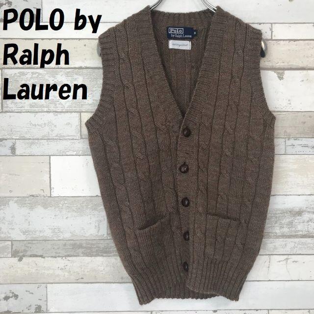 POLO RALPH LAUREN(ポロラルフローレン)の【人気】ポロ ラルフローレン ケーブルニット ベスト クルミボタン ブラウン S メンズのトップス(ベスト)の商品写真