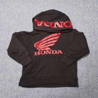 ジーユー(GU)の★GU＊HONDAロゴ入りフード付きトレーナー＊ブラック＊120cm(Tシャツ/カットソー)