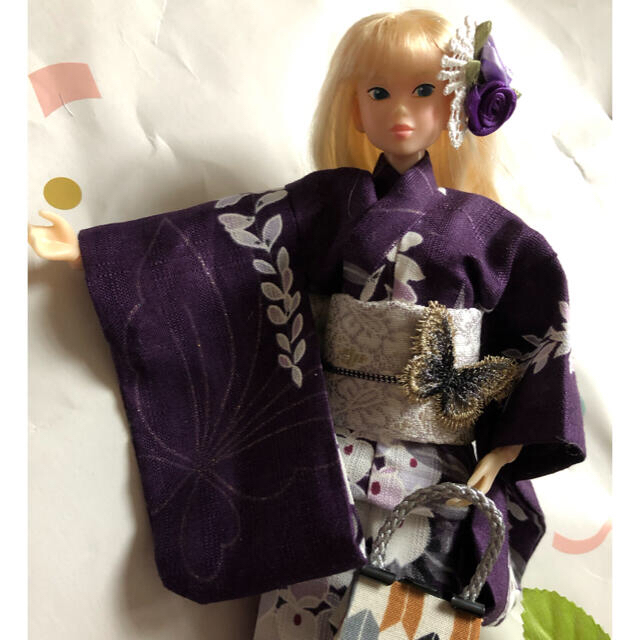 momoko着物　紫に藤の花＊浴衣＊1ハンドメイド