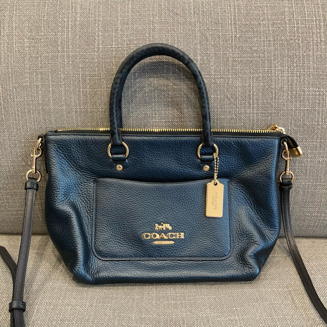 COACH コーチ ブルーレザー 2WAY バッグ