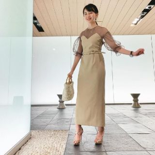 アメリヴィンテージ(Ameri VINTAGE)の新品未使用 AIRY SLEEVE TIGHT DRESS(ロングドレス)