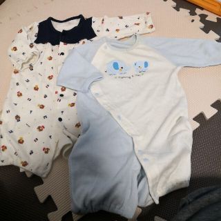 新生児 ロンパース 2枚セット 50 60(ロンパース)