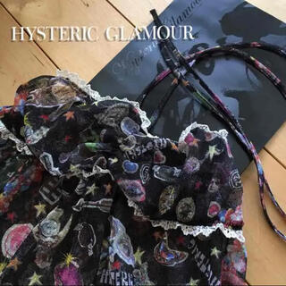 ヒステリックグラマー(HYSTERIC GLAMOUR)のHYS*総柄ホルターネックワンピ*美品(ミニワンピース)