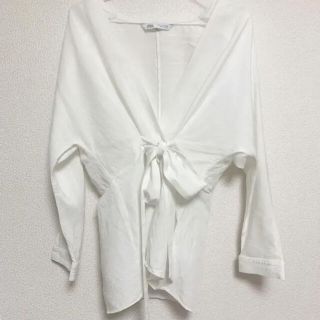 ザラ(ZARA)のZARA リボン カシュクール ブラウス シャツ(シャツ/ブラウス(長袖/七分))