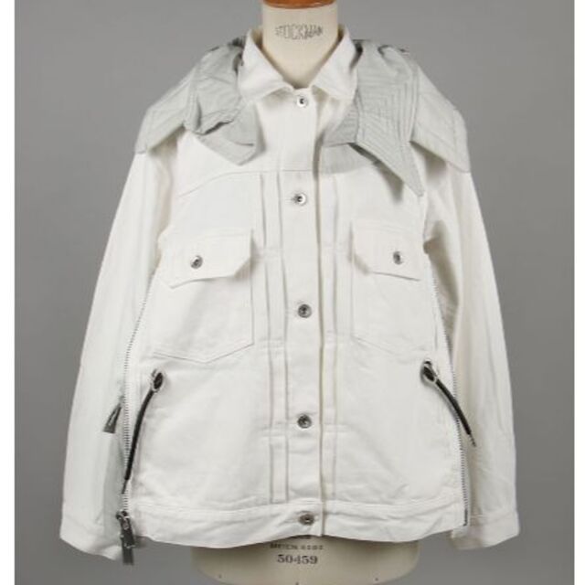 素晴らしい品質 sacai 新品 1 サイズ 白 フード付きデニムジャケット