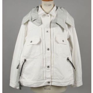 サカイ(sacai)のSACAI 19AW フード付きデニムジャケット 白 サイズ 1　 新品(Gジャン/デニムジャケット)