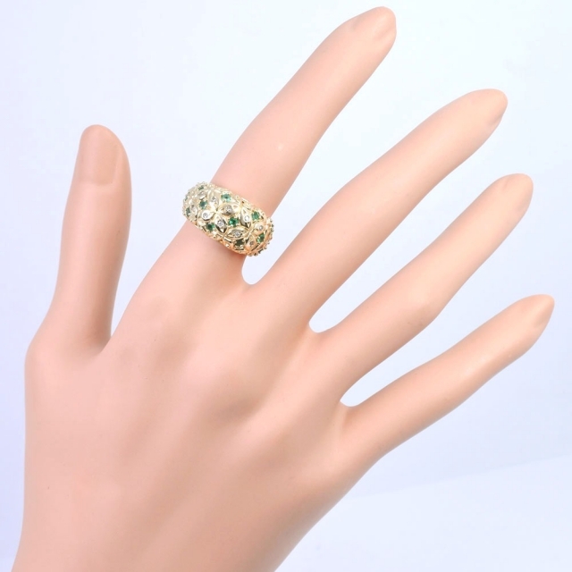 ノーブランド      K18イエローゴールド エメラルド ダイヤ レディースのアクセサリー(リング(指輪))の商品写真