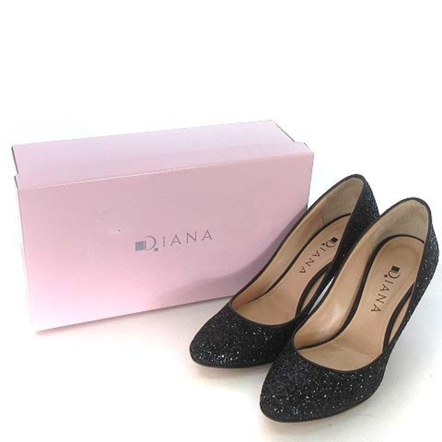 DIANA(ダイアナ)のダイアナ グリッター パンプス ハイヒール アーモンドトゥ 黒 25.0 レディースの靴/シューズ(ハイヒール/パンプス)の商品写真