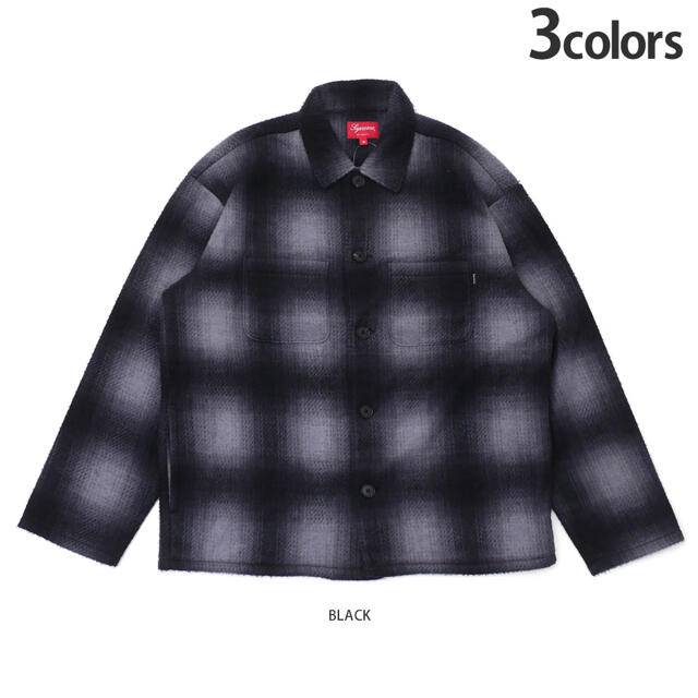 帯電防止処理加工 黒 M Supreme Shadow Plaid Fleece Shirt 新品 - シャツ