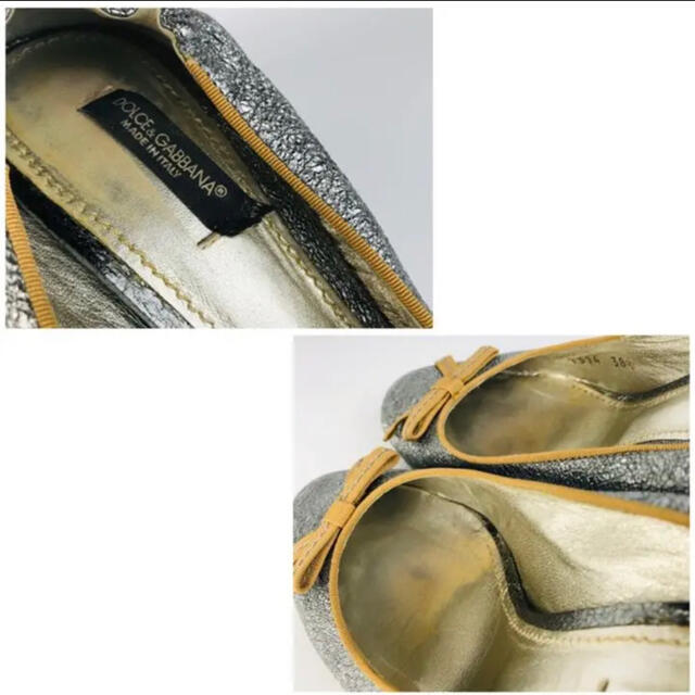 DOLCE&GABBANA(ドルチェアンドガッバーナ)のドルチェ&ガッパーナ★レザー リボン バレエ パンプス（381/2） レディースの靴/シューズ(ハイヒール/パンプス)の商品写真