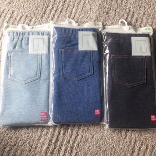 ユニクロ(UNIQLO)のユニクロ　UNIQLO レギンス(デニム・7分丈)3枚セット　90 新品未使用(パンツ/スパッツ)