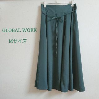 グローバルワーク(GLOBAL WORK)のグローバルワーク フレアスカート M ひざ丈 グリーン(ひざ丈スカート)