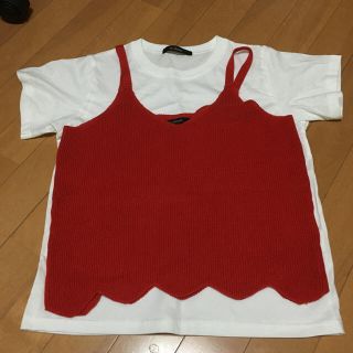 ダブルクローゼット(w closet)のダブルクローゼット♡ ニットキャミとTシャツセットで！(キャミソール)