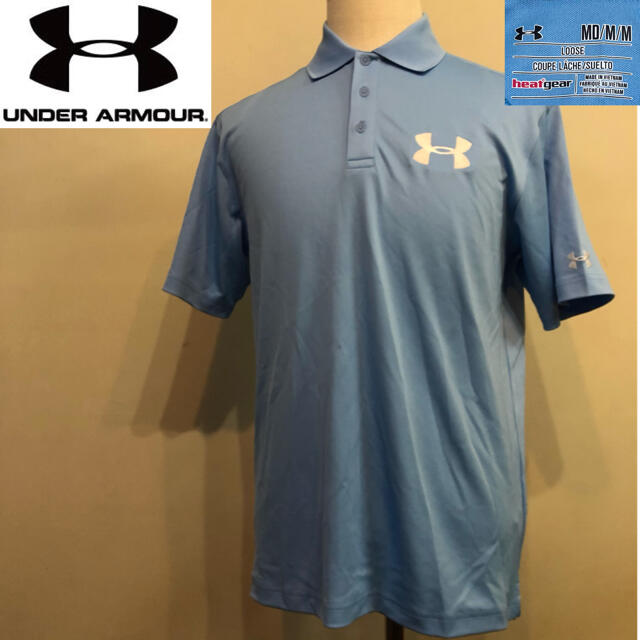 UNDER ARMOUR(アンダーアーマー)のアンダーアーマー  ゴルフ スポーツ ヒートギア ポロシャツ ブルー Mサイズ  スポーツ/アウトドアのゴルフ(ウエア)の商品写真