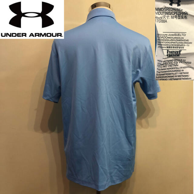 UNDER ARMOUR(アンダーアーマー)のアンダーアーマー  ゴルフ スポーツ ヒートギア ポロシャツ ブルー Mサイズ  スポーツ/アウトドアのゴルフ(ウエア)の商品写真