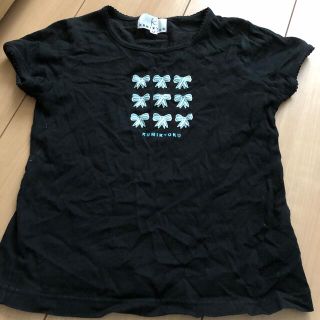 クミキョク(kumikyoku（組曲）)のお値下げ　組曲　Tシャツ　ブラック　110-120 リボン(Tシャツ/カットソー)