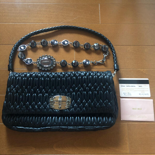 miumiu ナッパレザー　クリスタル　ショルダーバッグ