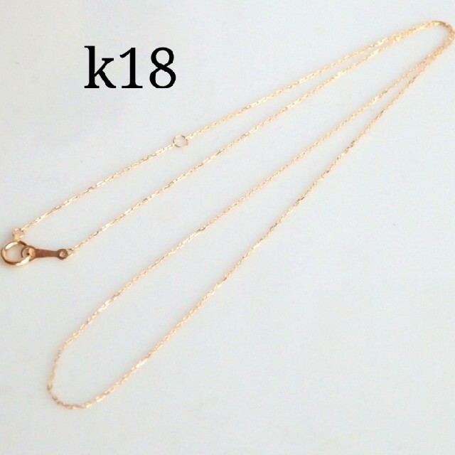 k18ネックレス　4面ダイヤカットあずきチェーンネックレス　18金　18k