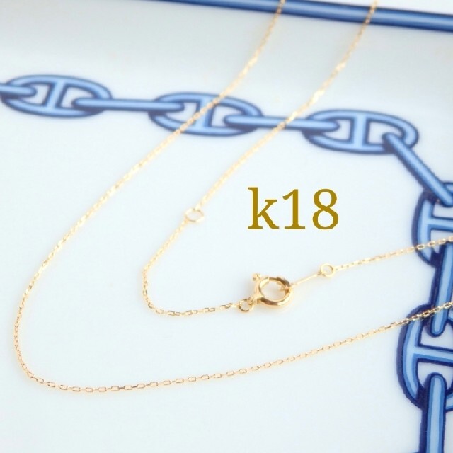 k18ネックレス　4面ダイヤカットあずきチェーンネックレス　18金　18k 2